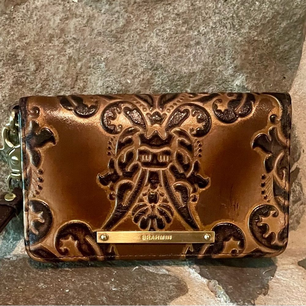 RARE Brahmin Leather Fresco Damask Wallet Wristlet
